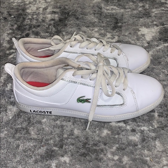 lacoste white tennis shoes